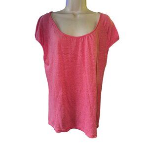 Ann Taylor Loft Womens‎ Scoop Neck Pink Linen Top XXL Boho Casual Summer Beach